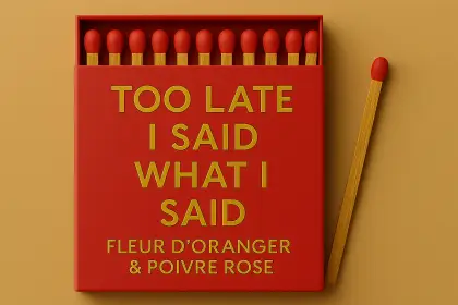 Boite d'allumette avec un slogan en doré